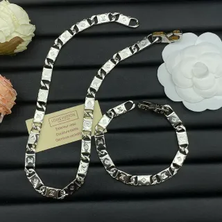 Louis Vuitton Monogram Cadena Plata Eslabón Grueso Brazalete
