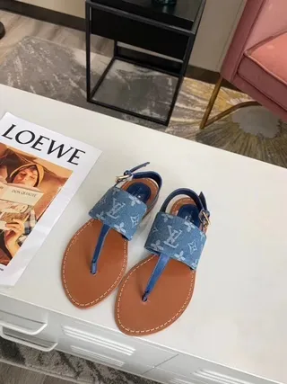 Louis Vuitton मोनोग्राम डेनिम थॉन्ग सैंडल कज़ुअल सैंडल्स 3