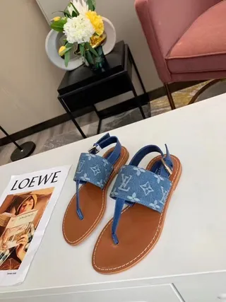 Louis Vuitton मोनोग्राम डेनिम थॉन्ग सैंडल कज़ुअल सैंडल्स 7