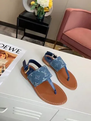 Louis Vuitton मोनोग्राम डेनिम थॉन्ग सैंडल कज़ुअल सैंडल्स 8
