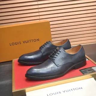 Louis Vuitton Monogram-Embossed नेवी ब्लू ऑक्सफोर्ड जूते