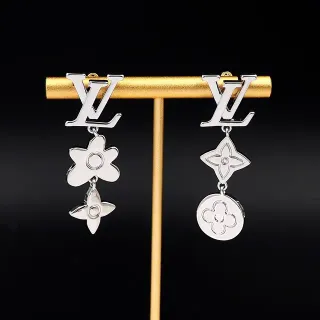 Louis Vuitton Monogram Flor e Quatrofoil Brincos Pendentes Assimétricos