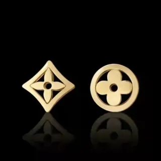 Louis Vuitton Monogram Brincos de flor diamante e círculo