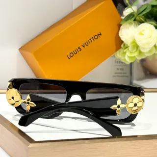 Louis Vuitton مونوجرام زهور مستطيلة لامعة سوداء نظارات شمسية