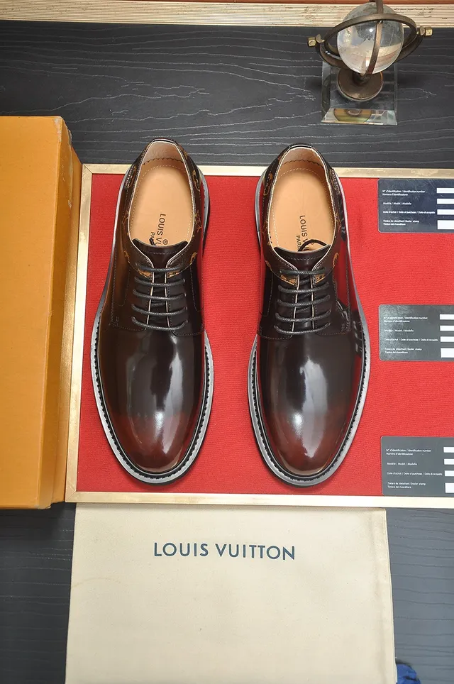 Louis Vuitton Monogram Heel Tab Glossy Brown Oxford Shoe 5