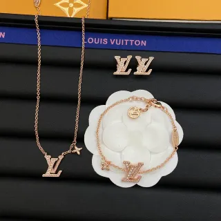 Louis Vuitton Monogram Jewelry সোনা সাদা গোলাপ Crystal-Pavé হার