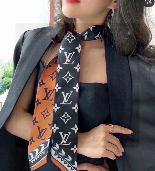 Louis Vuitton Monogram Orange Silk Scarf 2