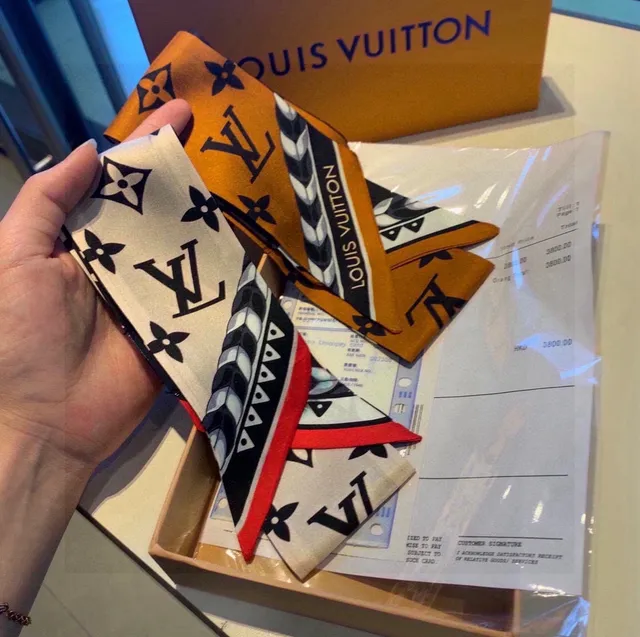 Louis Vuitton Monogram Orange Silk Scarf 3