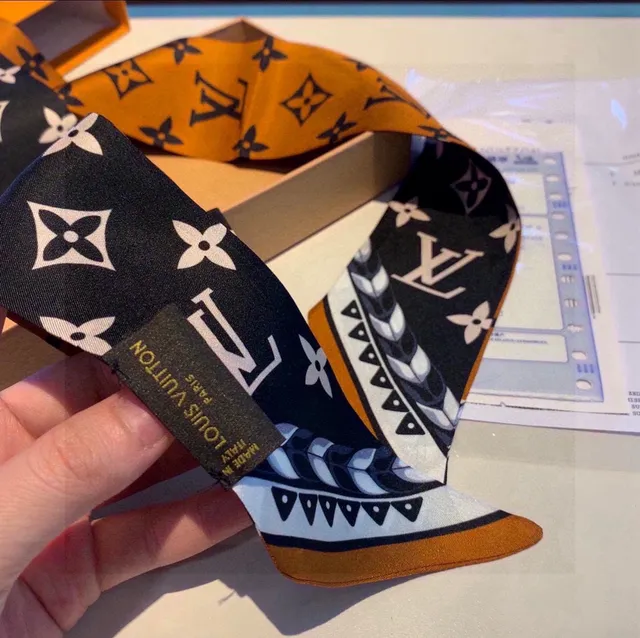 Louis Vuitton Monogram Orange Silk Scarf 6