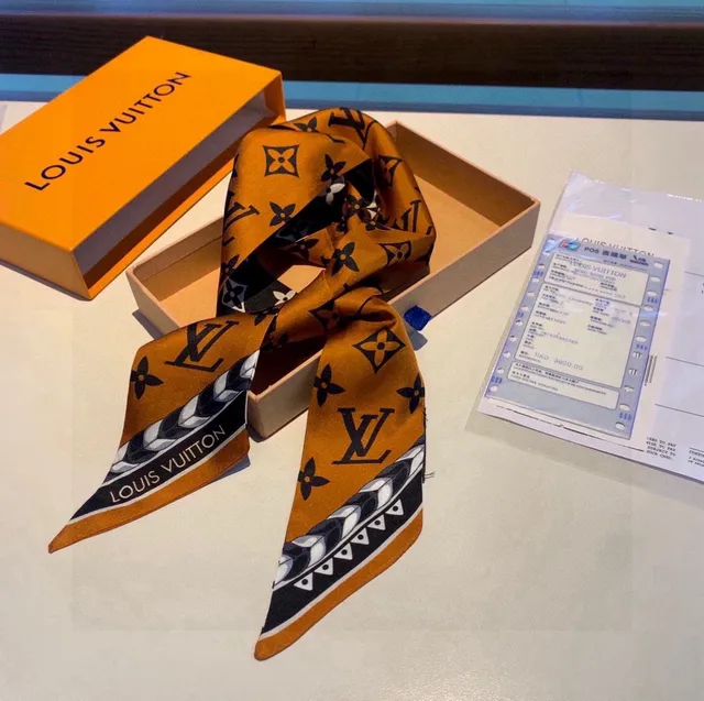 Louis Vuitton Monogram Orange Silk Scarf 7