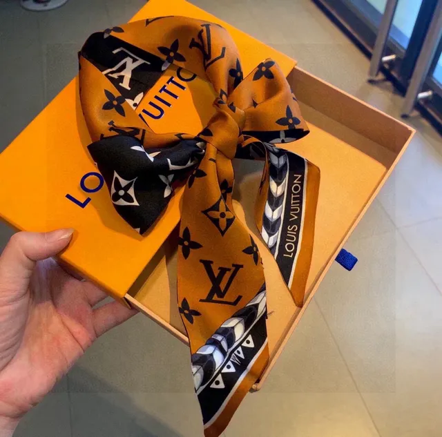 Louis Vuitton Monogram Orange Silk Scarf 8