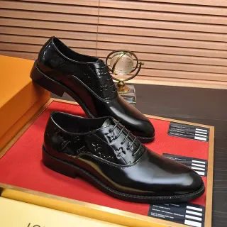 Louis Vuitton Monogram প্যাটেন্ট চামড়া অক্সফোর্ড কালো চকচকে এমবসড অক্সফোর্ড জুতো