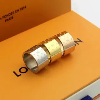 Louis Vuitton Monogram 戒指 银色 金色 圆柱形