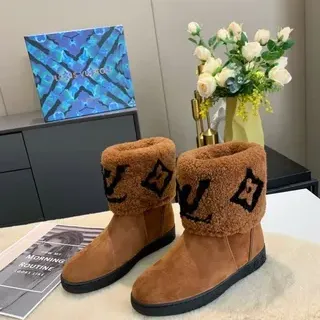 Louis Vuitton Monogram Shearling भूरा काला टखने के जूते