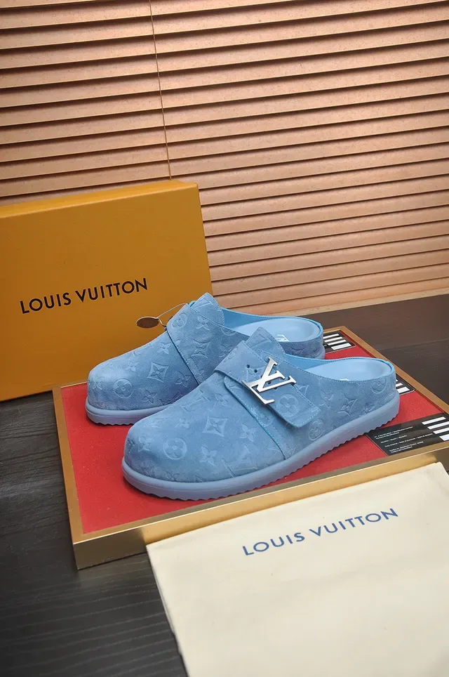 Louis Vuitton Mule Bleu Monogramme Daim Boucle Chaussures Casual 4
