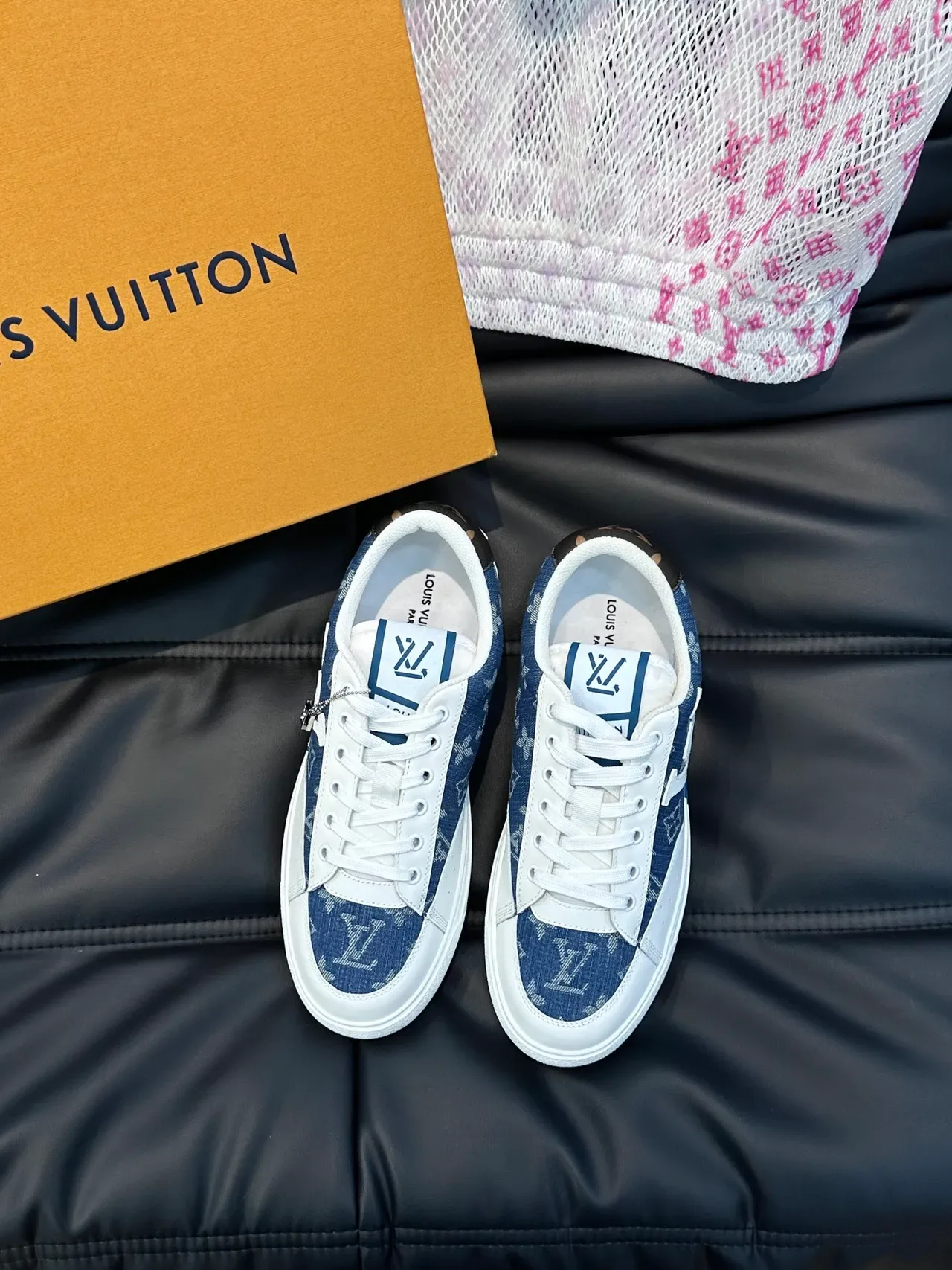 Louis Vuitton Navy White Monogram Denim Upper Oversized LV Logo Lifestyle Sneakers 5