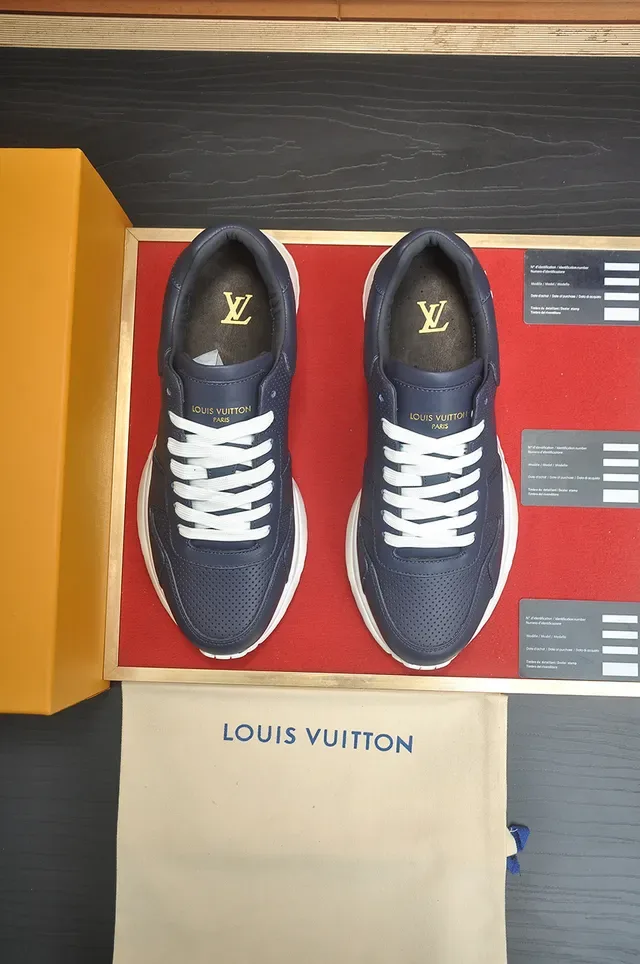 Louis Vuitton Navy White Perforated Leather Upper Sculpted Midsole Lifestyle Sneakers 5