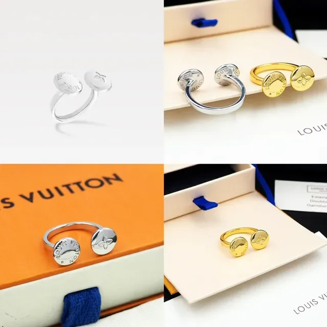 Louis Vuitton On the Go Engraved Dual-Disc Open-Band Ring 12