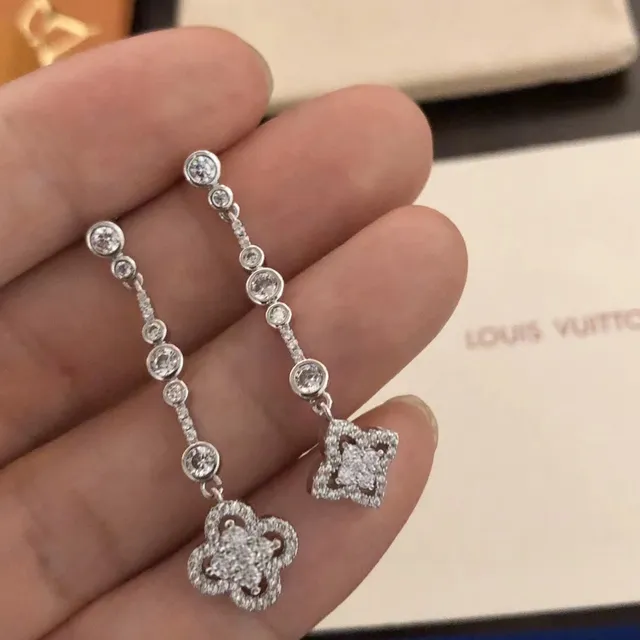 Louis Vuitton Pavé Floral Drop Earrings 7