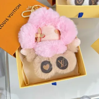 Louis Vuitton Pink Beige Plush Fur Character-Shaped Crossbody Bag