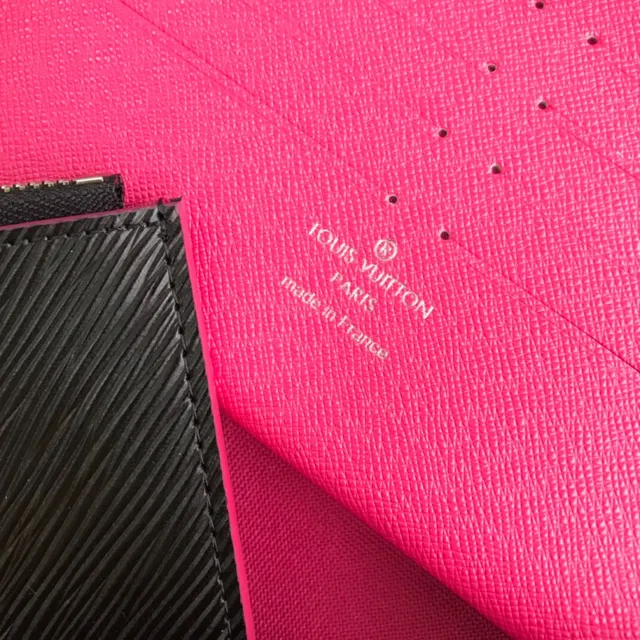 Louis Vuitton Pochette Accessoires Black Pink স্ট্রাকচার্ড ফ্ল্যাপ Epi লেদার টেক্সচার Envelope Clutch 4