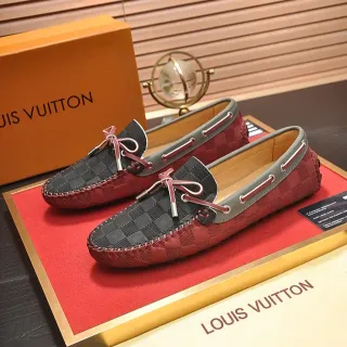 Louis Vuitton লাল কালো Damier চেক প্যাটার্ন সাজানো বোও লেস লুফার