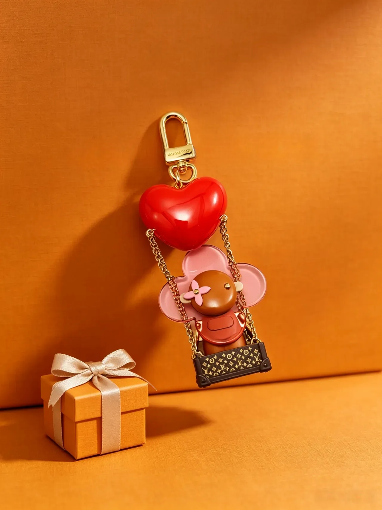Louis Vuitton Red Pink Glossy Resin Heart Flower Motif Handbag 8
