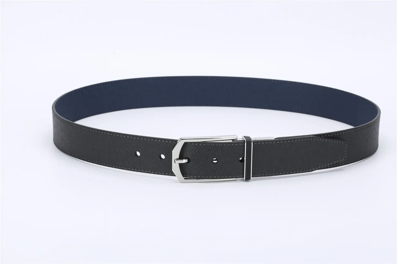 Louis Vuitton Reversible Buckle Black Textured Leather Belt 5