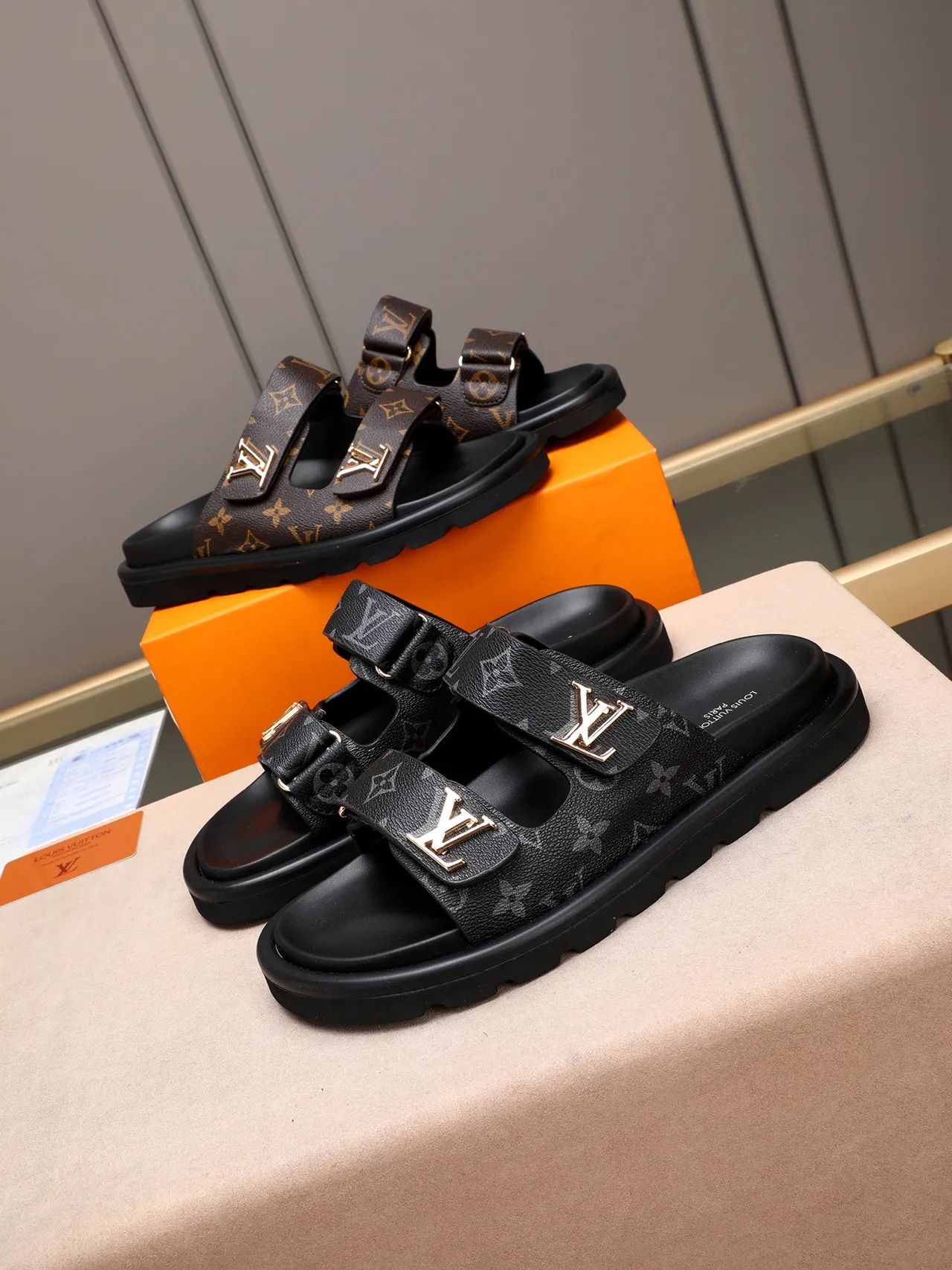 Louis Vuitton Run Away Brown Monogram Canvas Gold Buckle Casual Sandals 2