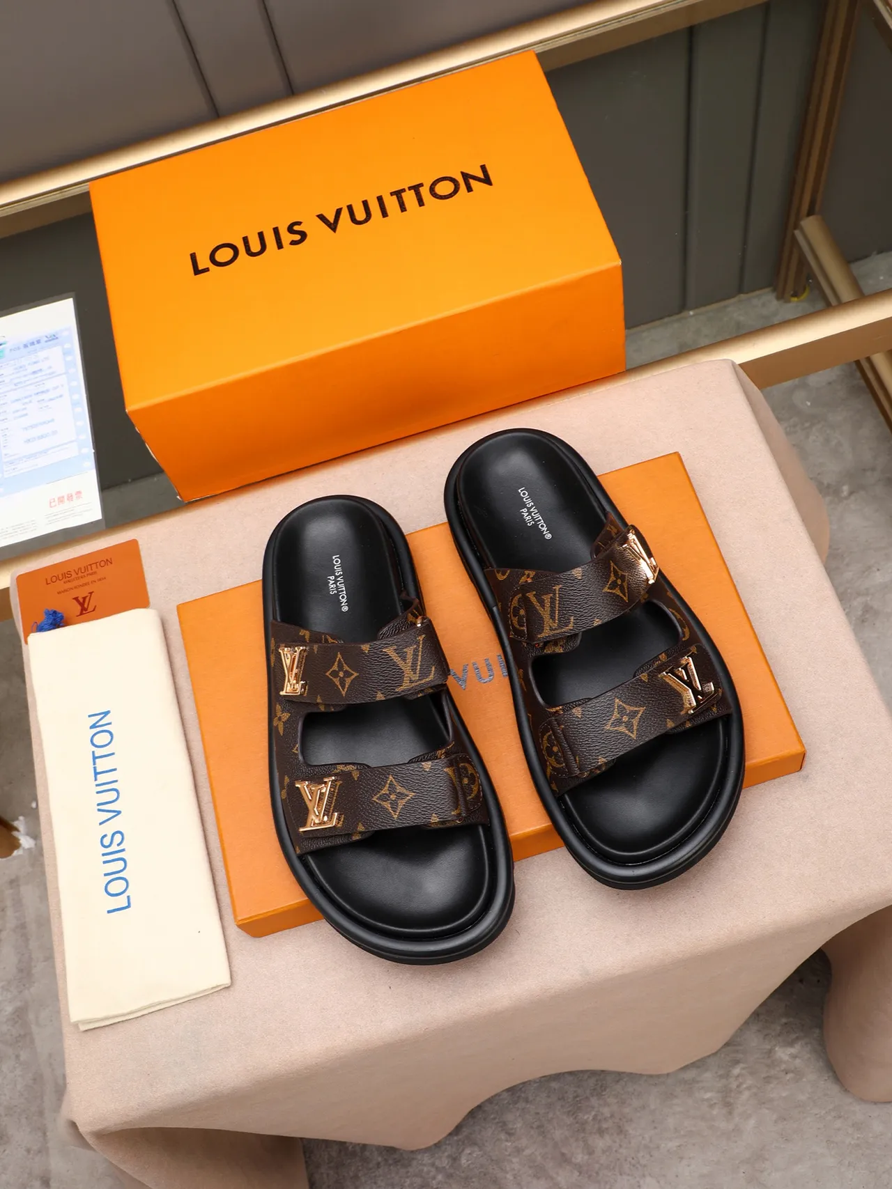 Louis Vuitton Run Away Brown Monogram Canvas Gold Buckle Casual Sandals 3