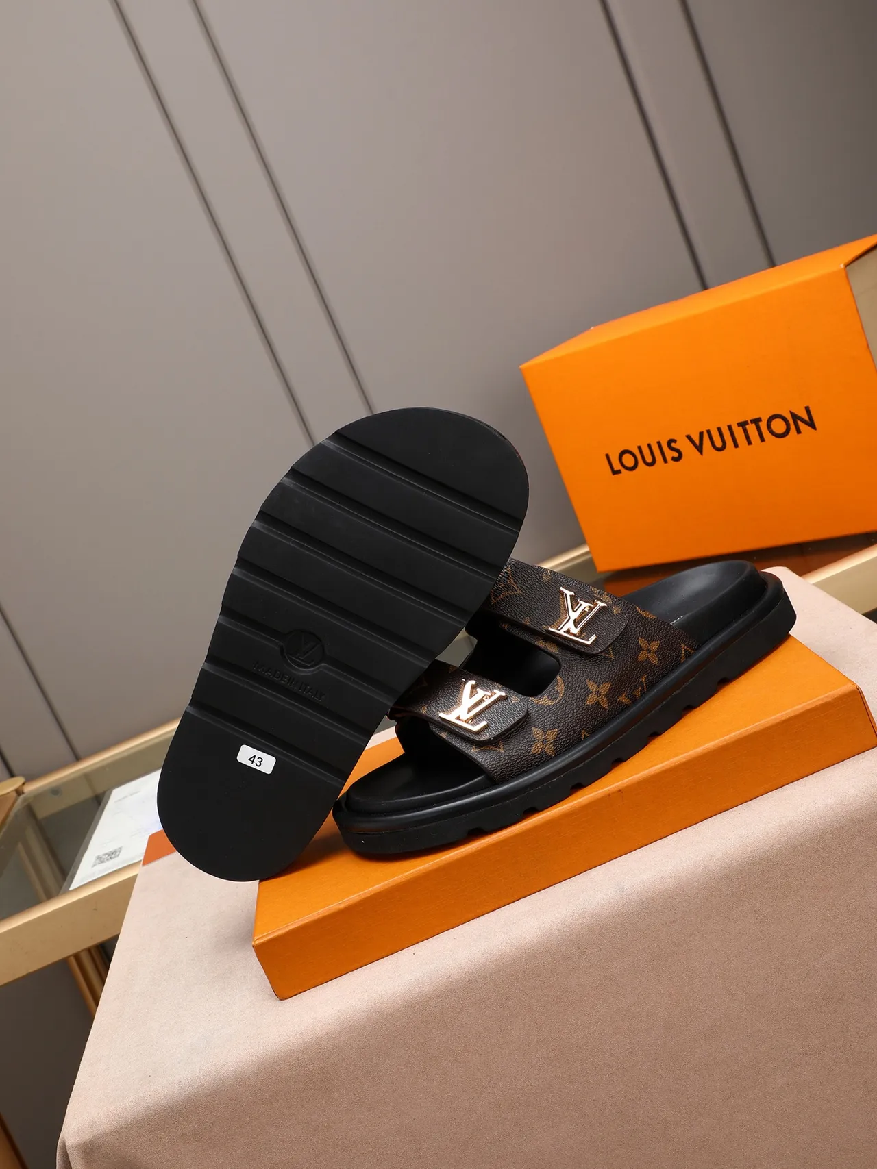 Louis Vuitton Run Away Brown Monogram Canvas Gold Buckle Casual Sandals 4