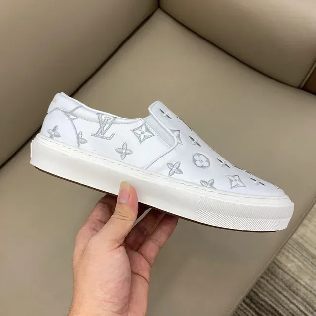 Louis Vuitton Run Away Monogrammed Leather Slip-On Lifestyle Sneakers 5