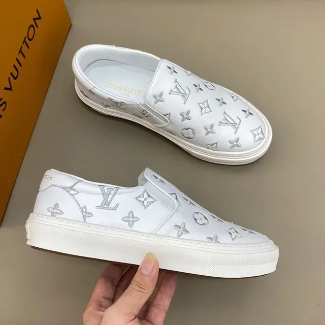 Louis Vuitton Run Away Monogrammed Leather Slip-On Lifestyle Sneakers 6