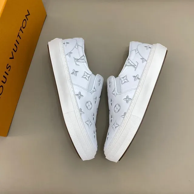 Louis Vuitton Run Away Monogrammed Leather Slip-On Lifestyle Sneakers 7