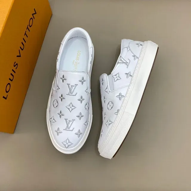 Louis Vuitton Run Away Monogrammed Leather Slip-On Lifestyle Sneakers 8