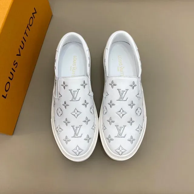Louis Vuitton Run Away Monogrammed Leather Slip-On Lifestyle Sneakers 9