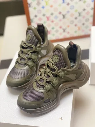 Louis Vuitton Run Away Olive Green Chunky Sneakers 2
