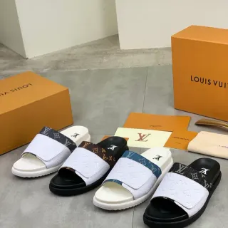 Louis Vuitton 奔逃滑动单色纹带平台拖鞋