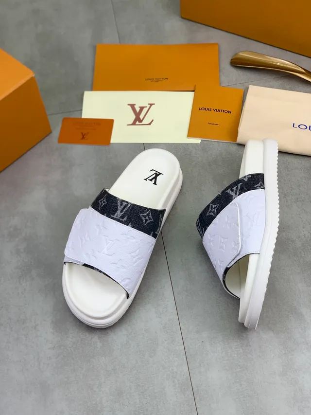 Louis Vuitton Run Away Slide Monogram Strap Platform Slippers 9