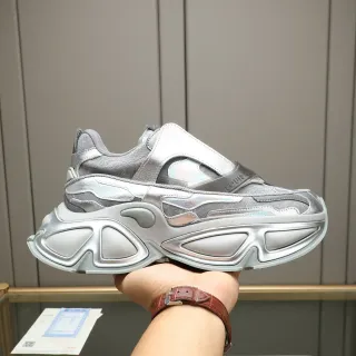 Louis Vuitton Silver Gray Metallic Holographic Paneling Chunky Sneakers
