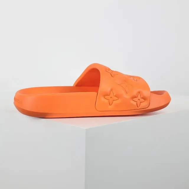 Louis Vuitton Slide नारंगी मोल्डेड रबर चप्पल 7