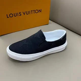 Louis Vuitton Slip-On Monogrammed Textile Black White Lifestyle Sneaker