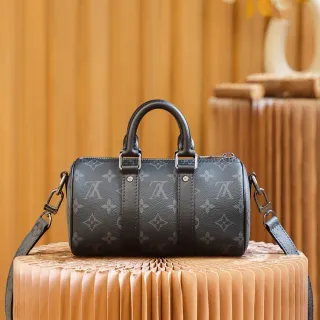 Louis Vuitton Speedy Boston Black Gray Monogram Canvas Boston Bag
