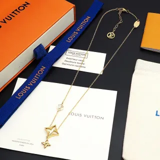 Louis Vuitton তারা নেকলেস সোনার নীল চেইন পেন্ডেন্ট নেকলেস