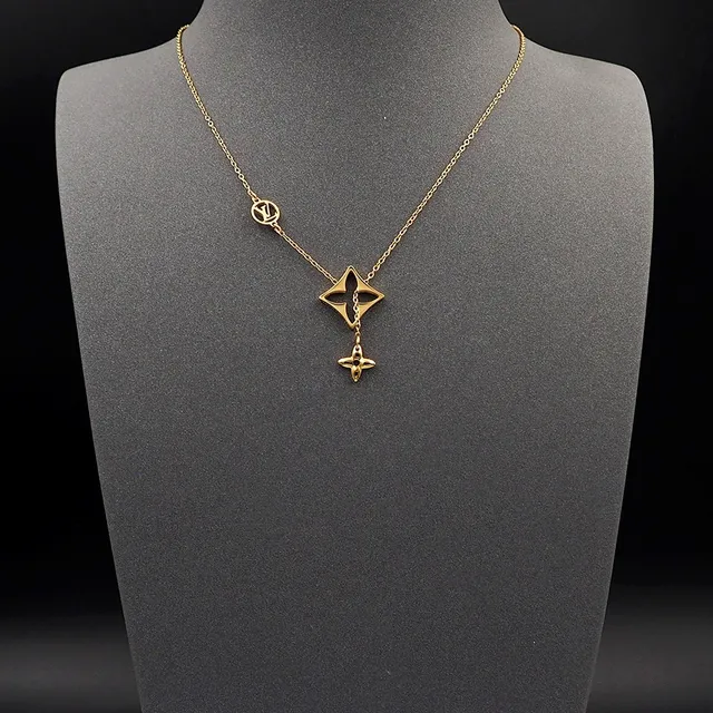 Louis Vuitton Collar de estrella Cadena de oro azul Colgante Collar 3