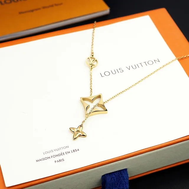 Louis Vuitton Collar de estrella Cadena de oro azul Colgante Collar 5