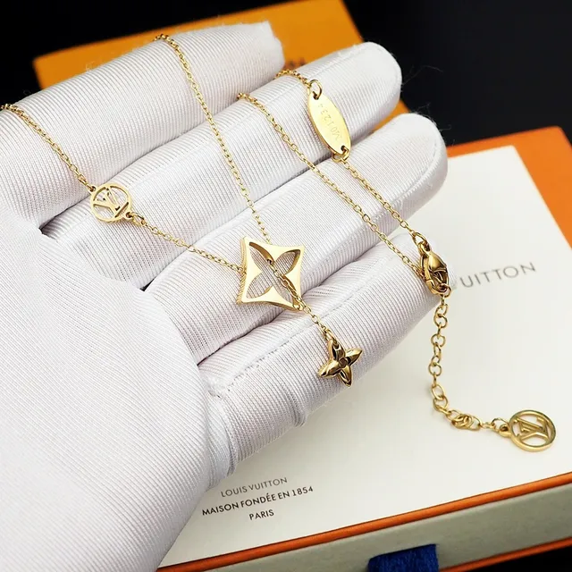 Louis Vuitton Collar de estrella Cadena de oro azul Colgante Collar 6