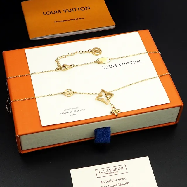 Louis Vuitton Collar de estrella Cadena de oro azul Colgante Collar 7