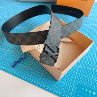 路易威登 Turn-Lock 腰带 灰黑 Damier Graphite 帆布 可翻转皮革腰带