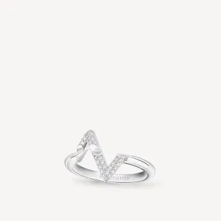 Louis Vuitton V Ring পাভে ডায়মন্ড সাদা ধাতুর আংটি